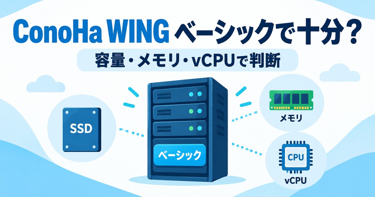 ConoHa WINGベーシックの容量・メモリ・vCPU