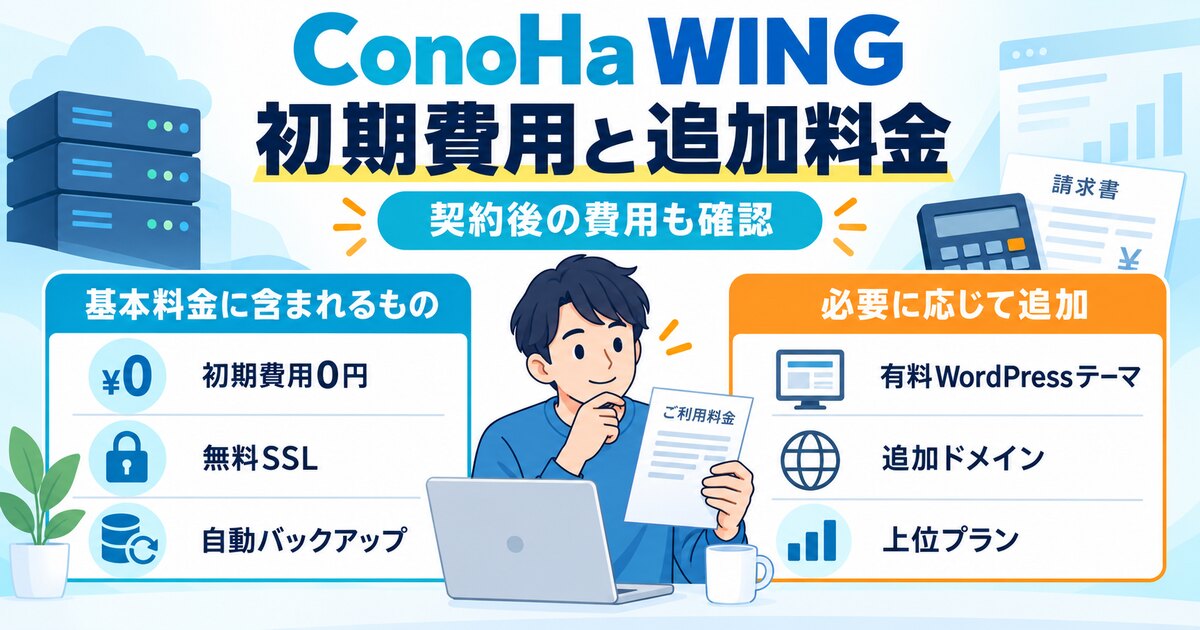 ConoHa WINGの初期費用と追加料金